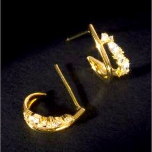 Anthropologie Crystal Dual Hoop Earrings